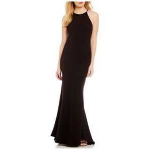 Calvin Klein Dress Gown 8 Black Maxi Long Sleeveless Formal Elegant